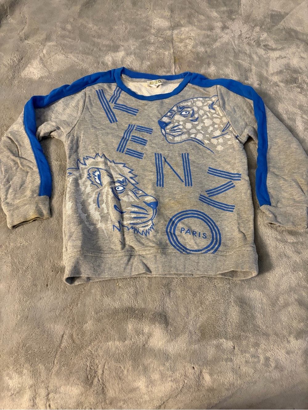 Kenzo Kids Grey & Blue Lion Graphic Sweatshirt
